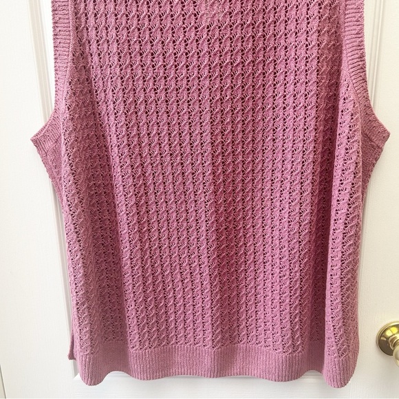 Penningtons Sleeveless Crochet Cotton Sweater Tank with Ribbed Bands Pink 4X NWT - Picture 10 of 15